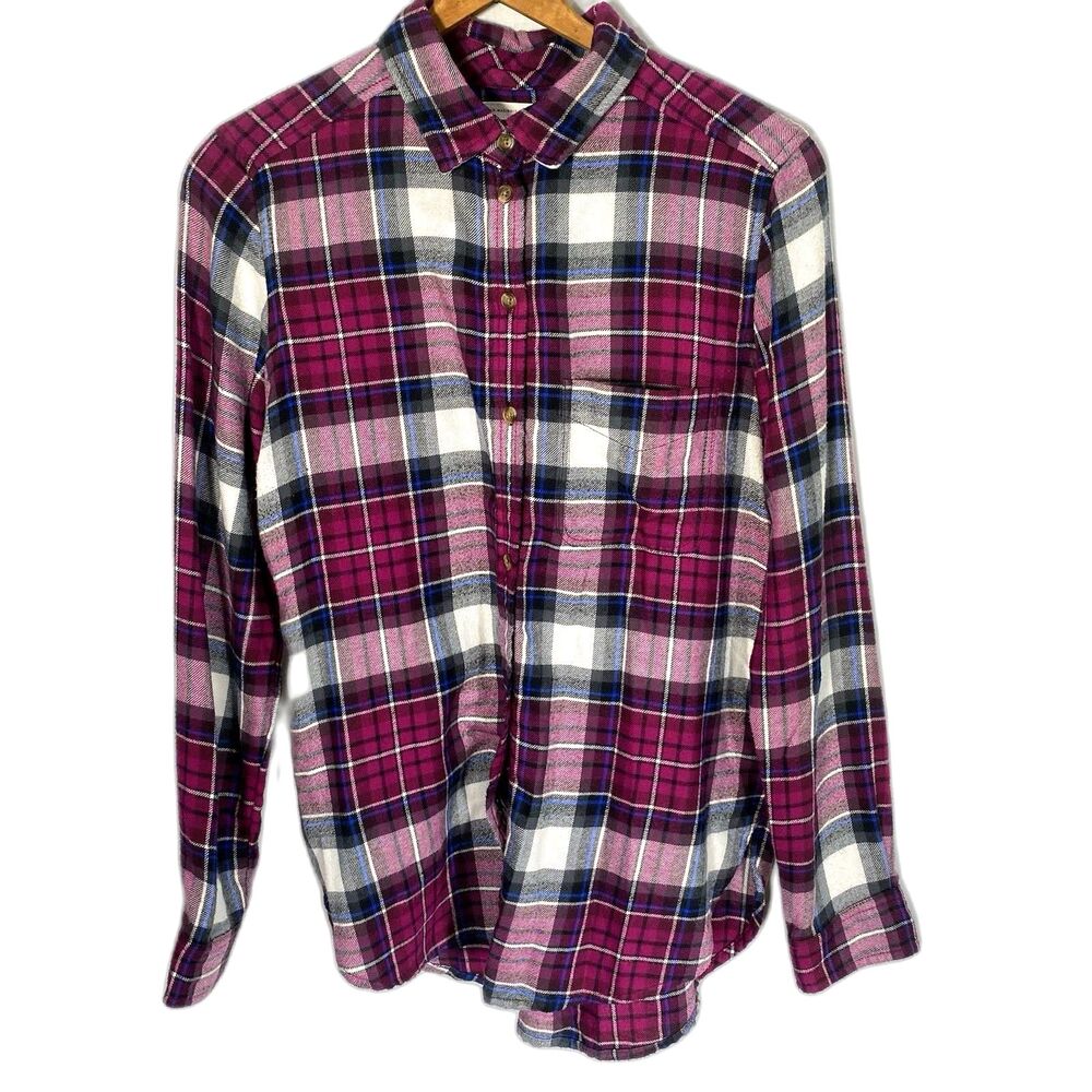 AMERICAN EAGLE Flannel Shirt Plaid Boyfriend Ahh-Mazingly Soft Womens S Purple